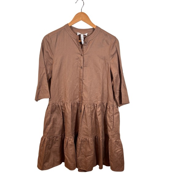 Apiece Apart Women's Maurino Drop Waist Mini Dress in Camel Size Small - Picture 2 of 5